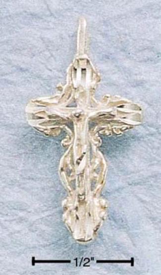 Genuine Silver Dc Fancy Edge Crucifix Charm