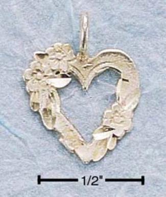 Sterling Silver Dc Heart With Wrapped Flowers Charm