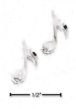 Sterling Silver Dc Musical Note Post Earrings
