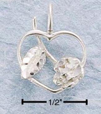 Sterling Silver Dc Open Heart With Full Rose Charm
