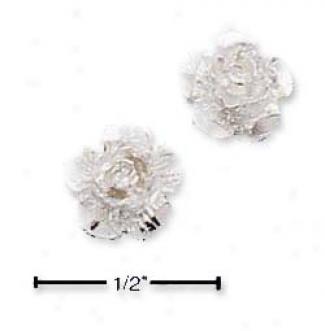 Sterling Silver Dc Open Rose Post Earrings