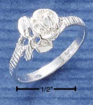 Sterling Silver Dc Rose With Coin Edge Shank Ring