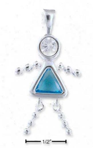Sterling Silver December Bead Girl Charm With Azure Cz