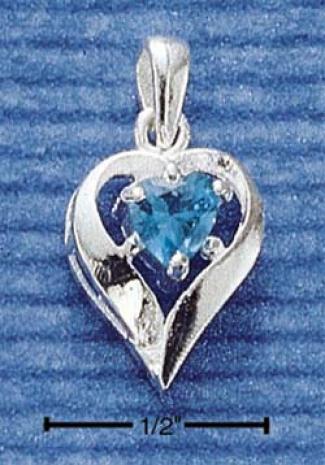 Sterling Silver December Cz Heart Charm