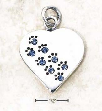 Sterling Silver December Cz Paw Heart Pendant (engravable)
