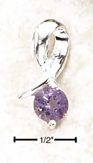Sterling Soft and clear  Dseigner Ribbon Round Amethyst Stone Pendant
