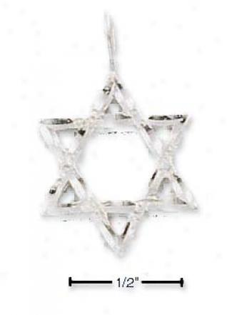 Sterling Silver Diamond Cut Jewish Star Charm