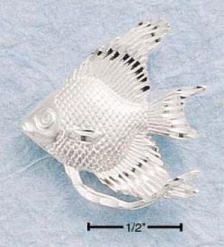 Sterling Silver Diamond Cut Large Angel Fish Charm