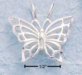 Sterling Silver Diiamond Cut Open Butterfly