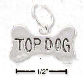Sterling Silver Dog Bone With Top Dog Inscribed Charm