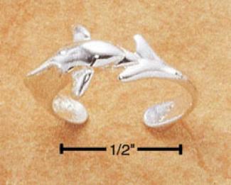 Sterling Silver Dolphin Touching Tail Toe Ring