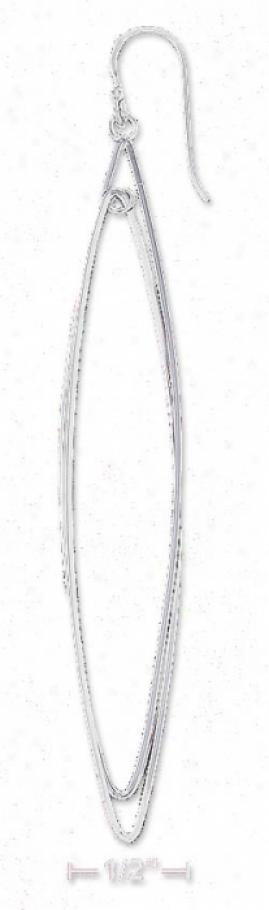 Sterlijg Silver Double 14x68mm Open Pointed Earrings