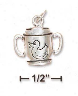 Sterling Silver Double Handle Sippy Cup Charm With Ducky