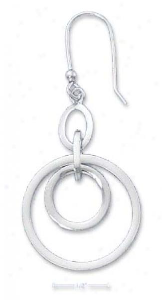 Sterling Silver Double Open Circle Danglrs Oval Earrings