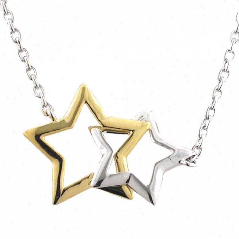 Sterling Silver Double Star Necklace