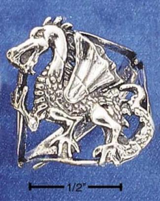 Sterling Silver Dragon On Open Shank Ring