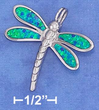 Sterling Silver Dragonfly Charm With Synthetic Opal Inlay