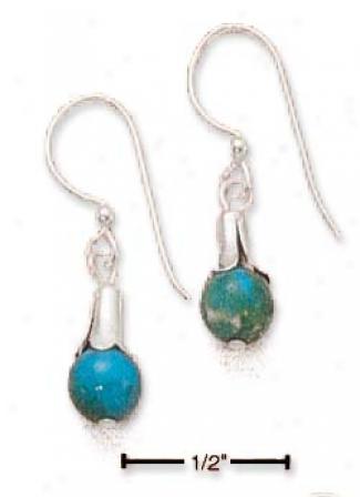 Sterling Silver Elegant Turquoise Bead Earrings French Wires