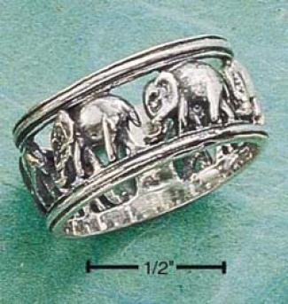 Sterling Silver Elephant Band Ring With Open Spaces