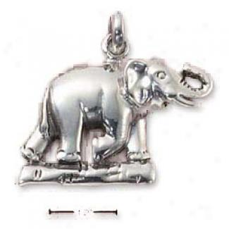 Sterling Silver Elephany Forward Log With Trunk Up Charm