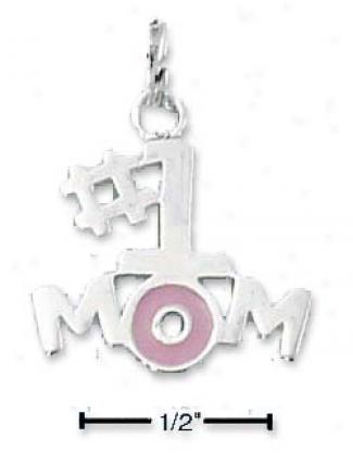 Sterling Silver Enamel 1 Sided Number 1 Mom Pink O Charm