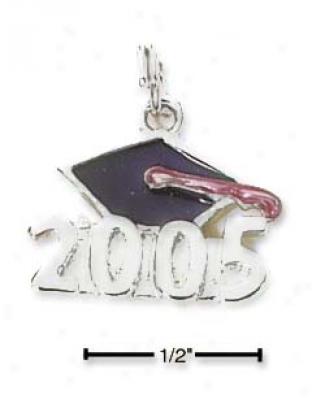 Sterling Silver Enamel 2005 With Graduation Cover Charm