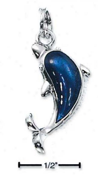 Sterling Silver Enamel Blur Dolphin Charm