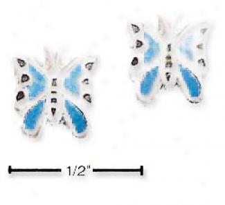 Sterlinh Silver Enamel Butterfly Post Earrings