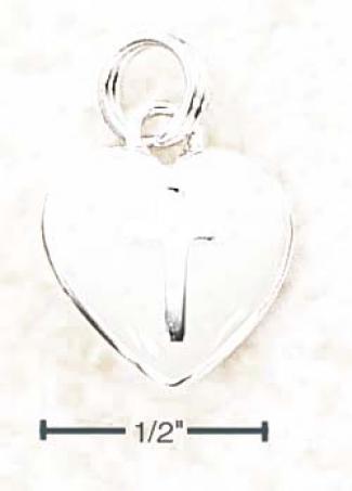 Sterrling Silver Enamel White Heart With Cross Charm