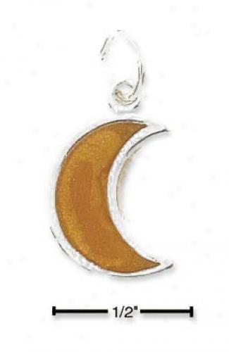 Sterling Silver Enameled Crescent Moon Charm