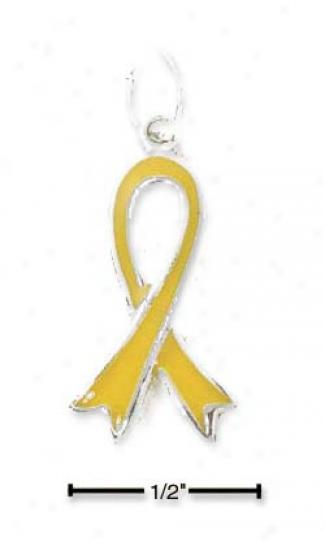 Sterling Silver Enameled Yellow Awareness Ribbon Charm
