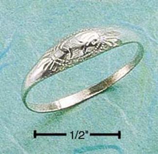 Sterling Sil\/er Engraved Small Dome Ring