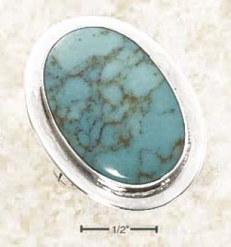 Sterling Silver Eztra Bezel Set Genuine Turquoise Ring