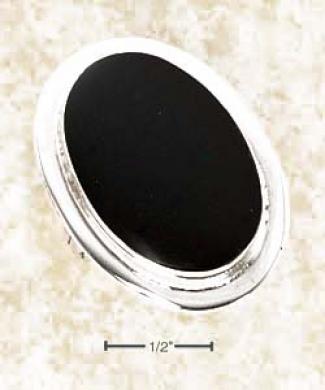 Sterling Silver Extra Large Bezel Set Oval Onyx Ring