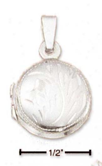 Sterling Silver Additional Small Etchee Round Locket Pendant