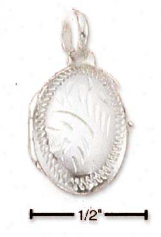 Sterling Silver Extra Small Oval Etched Lockdt Pendant