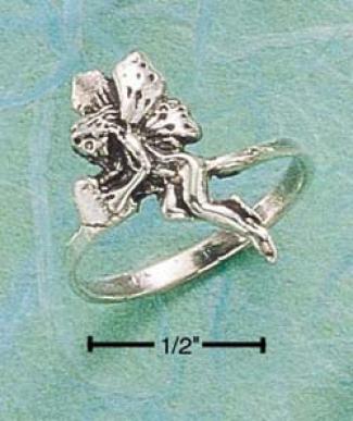 Sterling Silver Fairy Holding Heart Ring