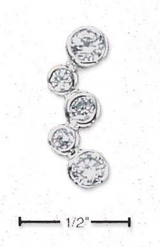 Sterling Silver Falling Pendant With Five Round Clear Czs