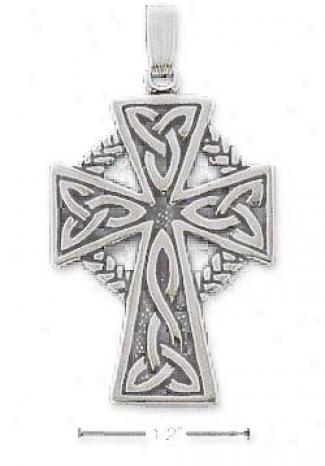 Sterling Silver Fancy Celtic Braid Cross Charm