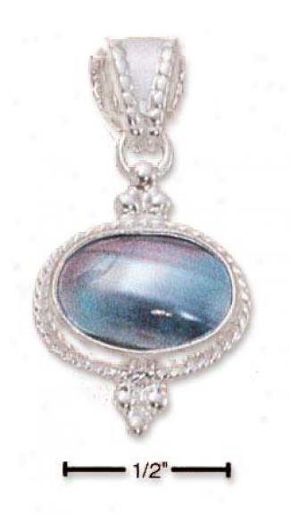 Sterling Silver Fancy Oval Hoary Mabe Pendant