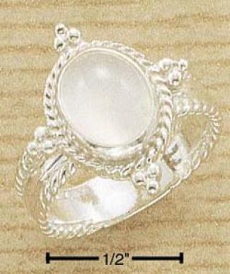 Sterling Silvr Fancy Oval Moonstone Ring