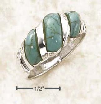 Sterling Silver Fancy Shrimp Ring With Turquoise Stones