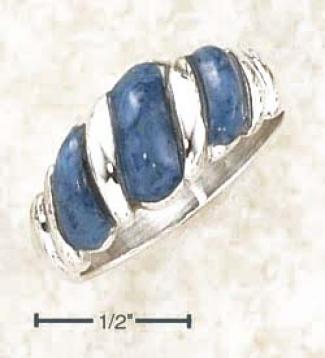 Sterling Silver Fancy Shrimp Ring With Denim Lapis Stones
