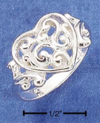 Sterling Silver Filigfee Scrolled Heart Ring