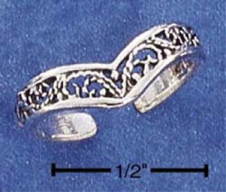 Sterling Silver Filigree V Toe Ring