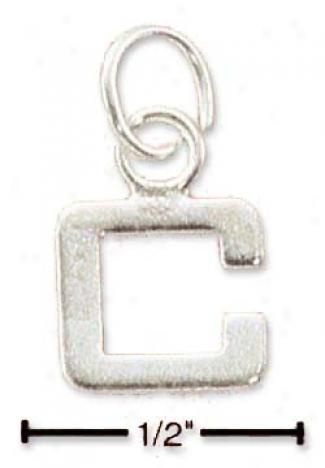 Sterling Silver Fine Lined Epistle C Charm