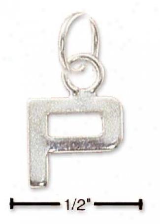 Sterling Silver Clear Lined Letter P Charm