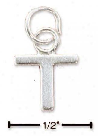 Sterling Silver Fine Lined Letter T Charm