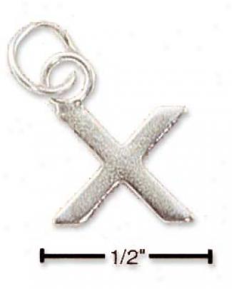 Sterlng Silver Fine Lined Letter X Charm