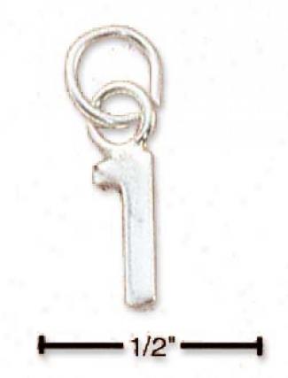 Sterling Silver Fine Lined Number 1 Charm